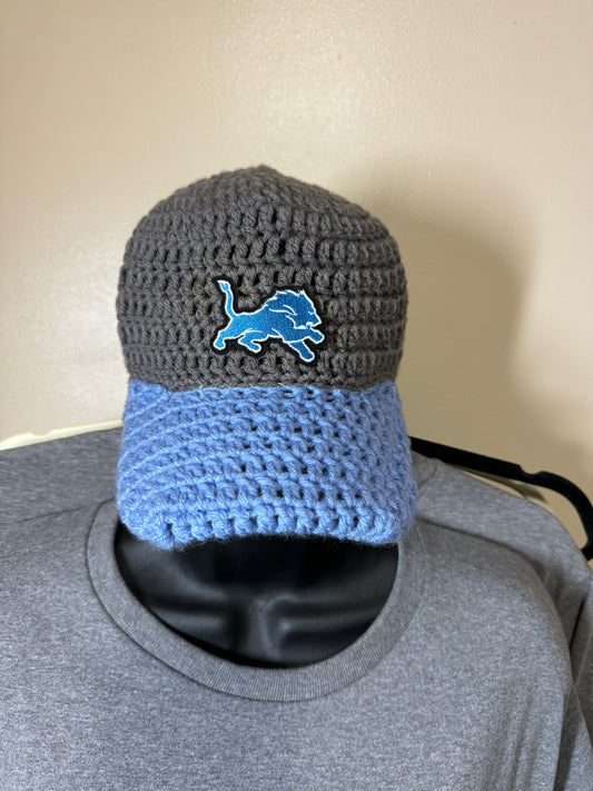 Detroit Lion Crochet Baseball Cap gray/blue