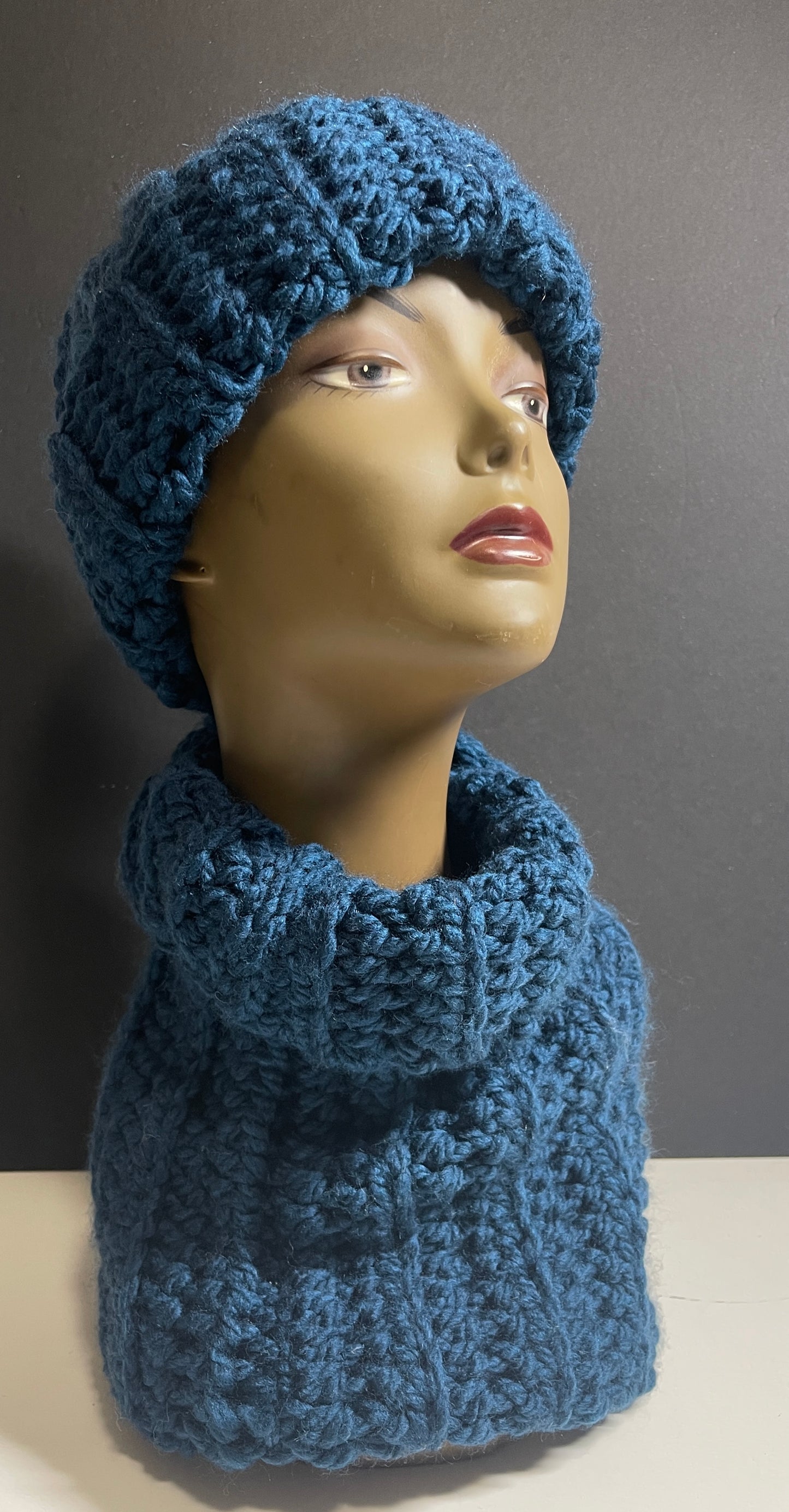 Teal Chunky Hat/ Chunky Neck Wrap